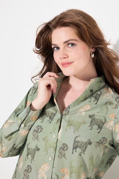 Bluse, Landhausdruck, Kelchkragen, Langarm