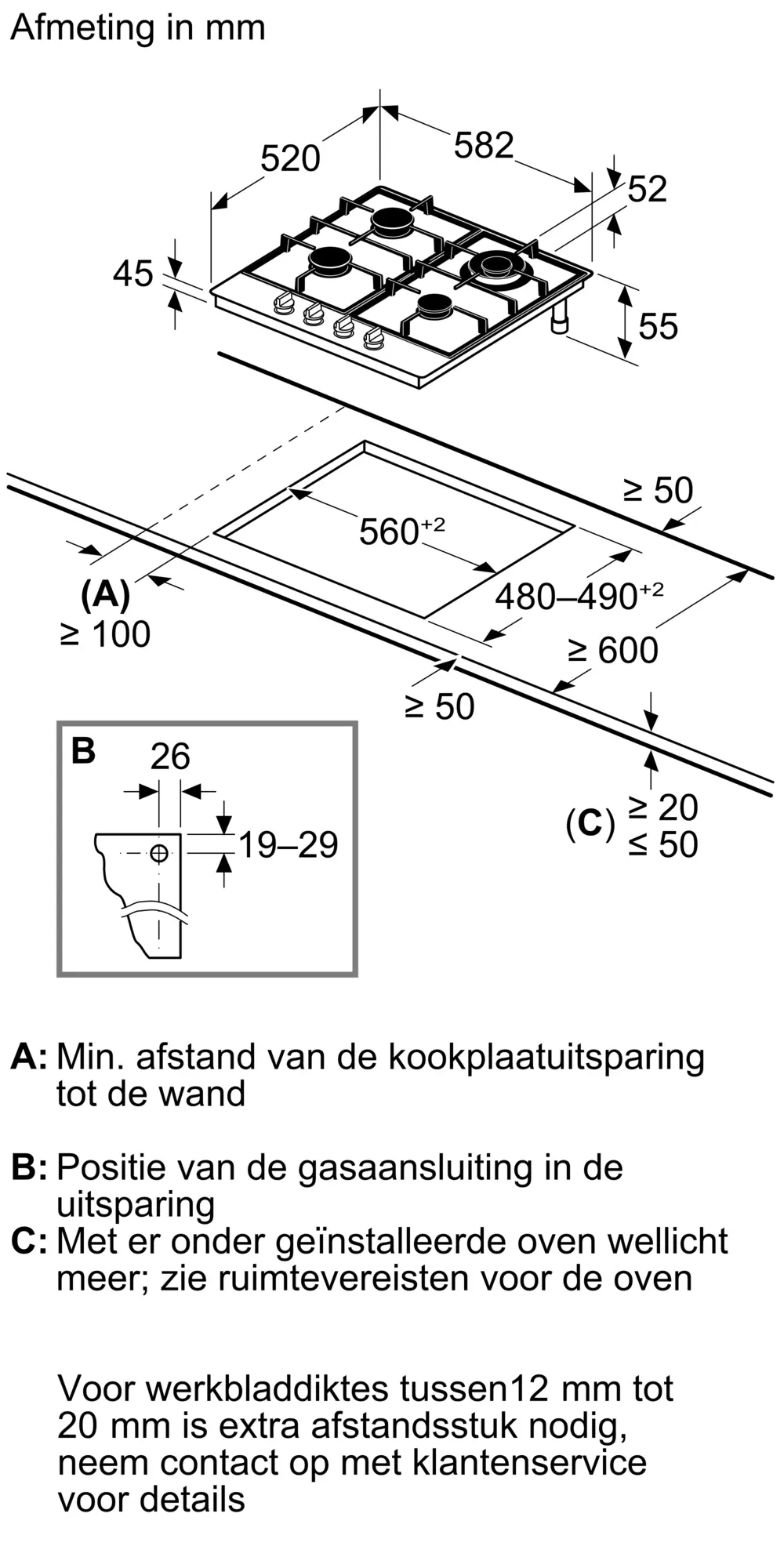 Serie 4 Gaskookplaat 60 cm Inox