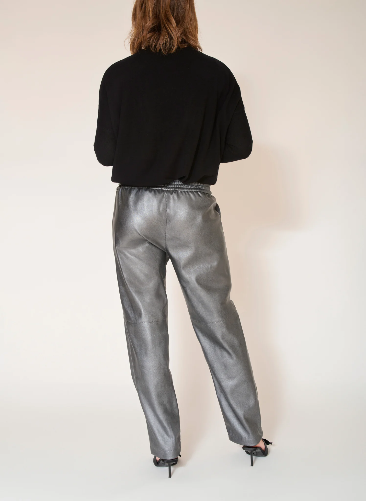 PIAZELLA - Pantalon droit effet cuir métallisé| Marron