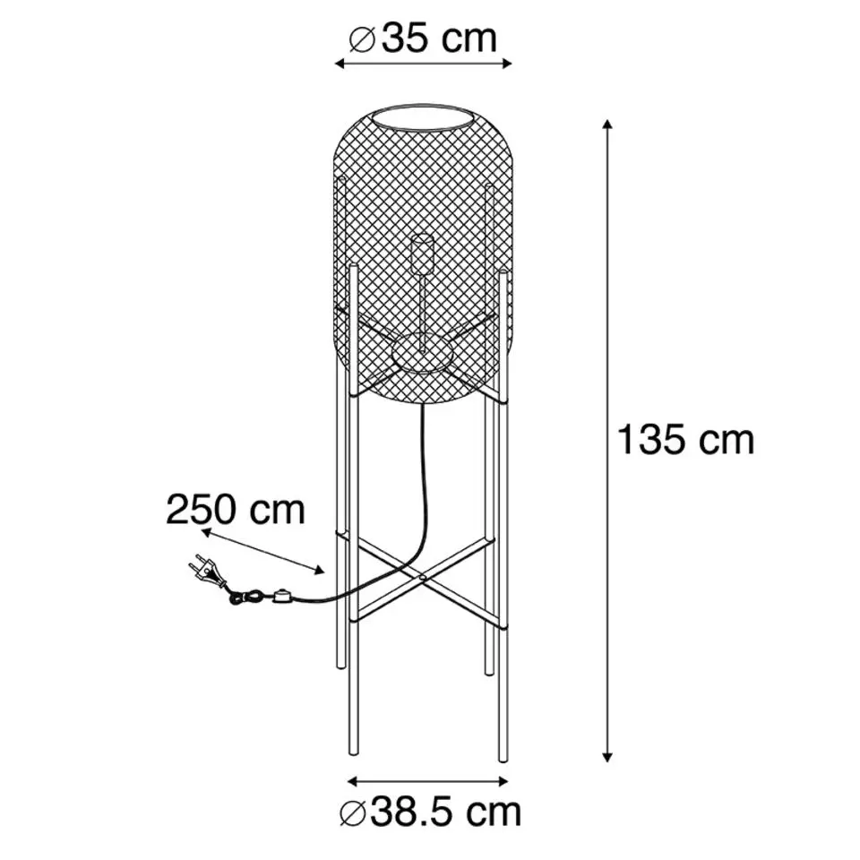 Qazqa vloerlampen bliss_mesh zwart e27