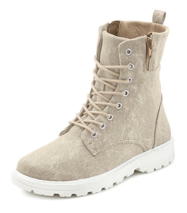 LASCANA Stiefelette  zum Schnüren, modische Optik im Combat Look, Reissverschluss-Boots