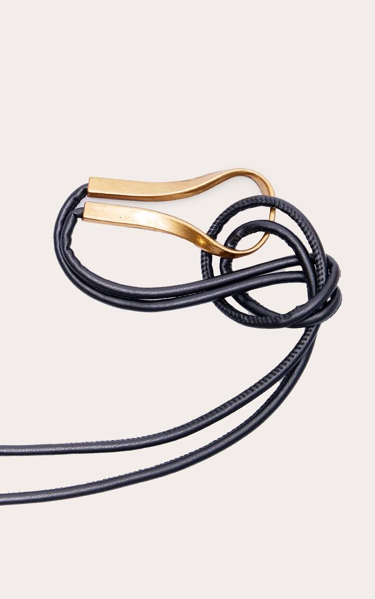 Noir Ceinture En Corde Avec Quincaillerie Dorée