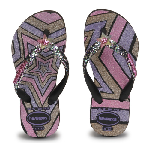 Havaianas - KIDS SLIM GLITTER TRENDY - Rose / Noir / Violet