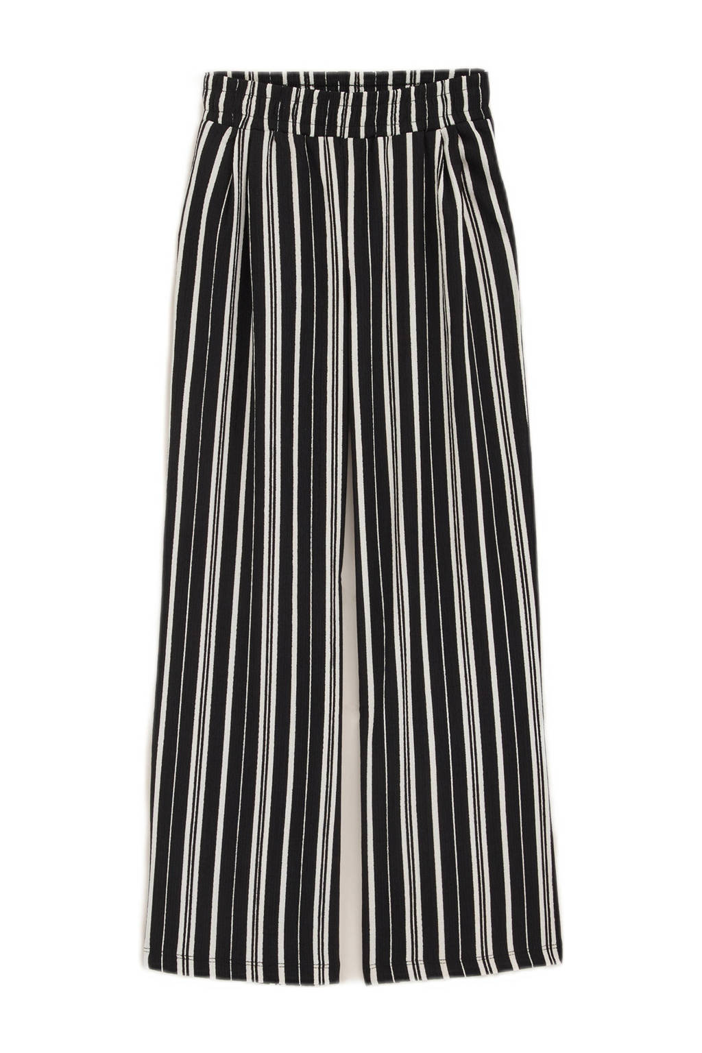 WE Fashion gestreepte straight fit broek zwart/wit