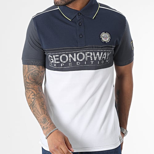 Polo Manches Courtes Bleu Marine Blanc
