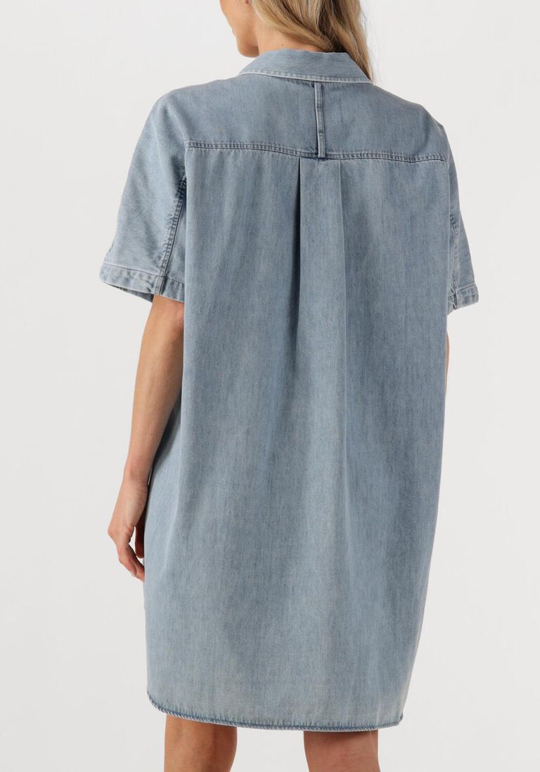 lichtblauwe closed mini jurk shirtdress