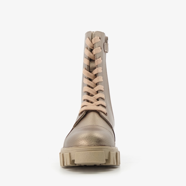 GROOT leren meisjes veterboots goud