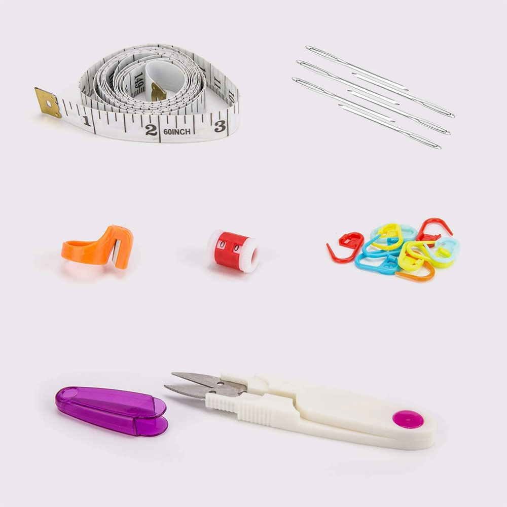 (36-tlg. Set) Häkel Handwerk Kit DIY Mercerie Nadeln mit Massband   Etui
