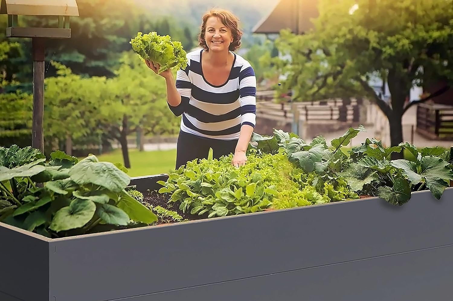 Hochbeet Metall 200x100x63 cm – Großes Hochbeet für Garten aus Stahl, Grau – Verzinkt & Pulverbeschichtet Rostfrei mit Maulwurfnetz – Hochbeete-Kit ideal als Kräuterbeet