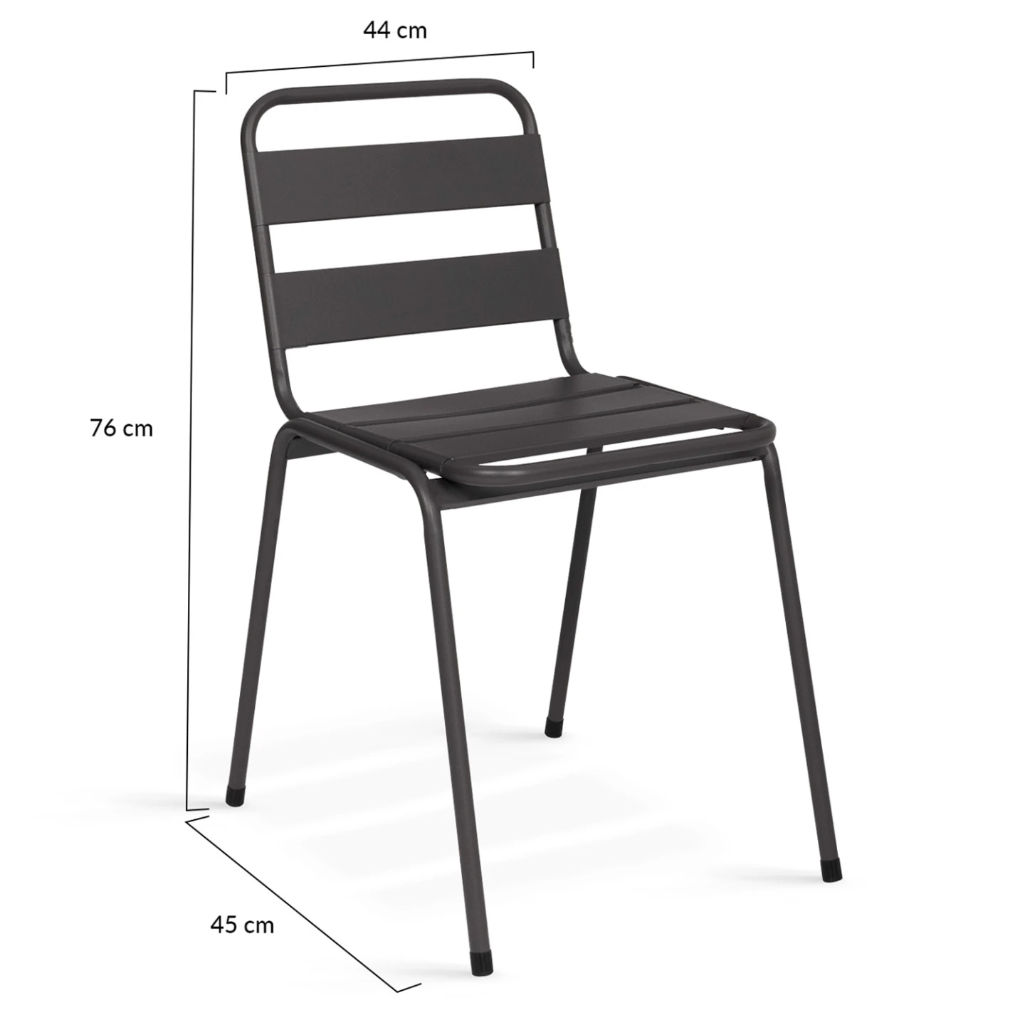Salon de jardin VALENCIA en acier table 180 cm et 6 chaises empilables gris anthracite