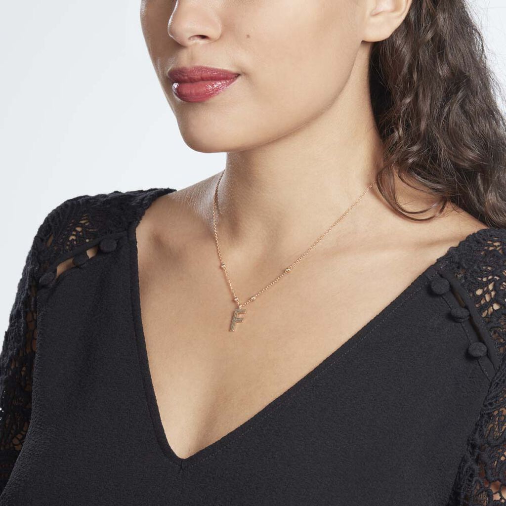 Collier Plaqué Or Jaune Lettra