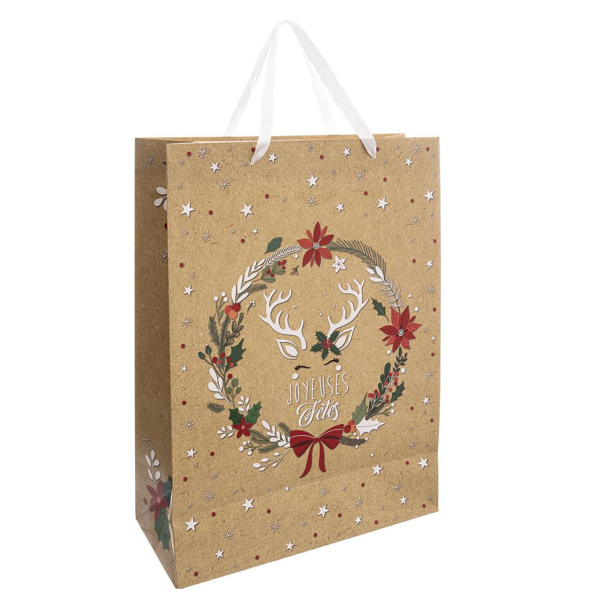 SAC CADEAU NOEL KRAFT D.33X10.2X45.5CM