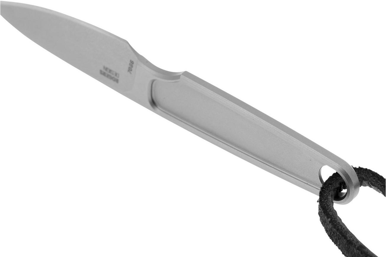 CRKT HangTi Drop Point 7066 Silver Titanium Nitride Titanium, nekmes, Richard Rogers design