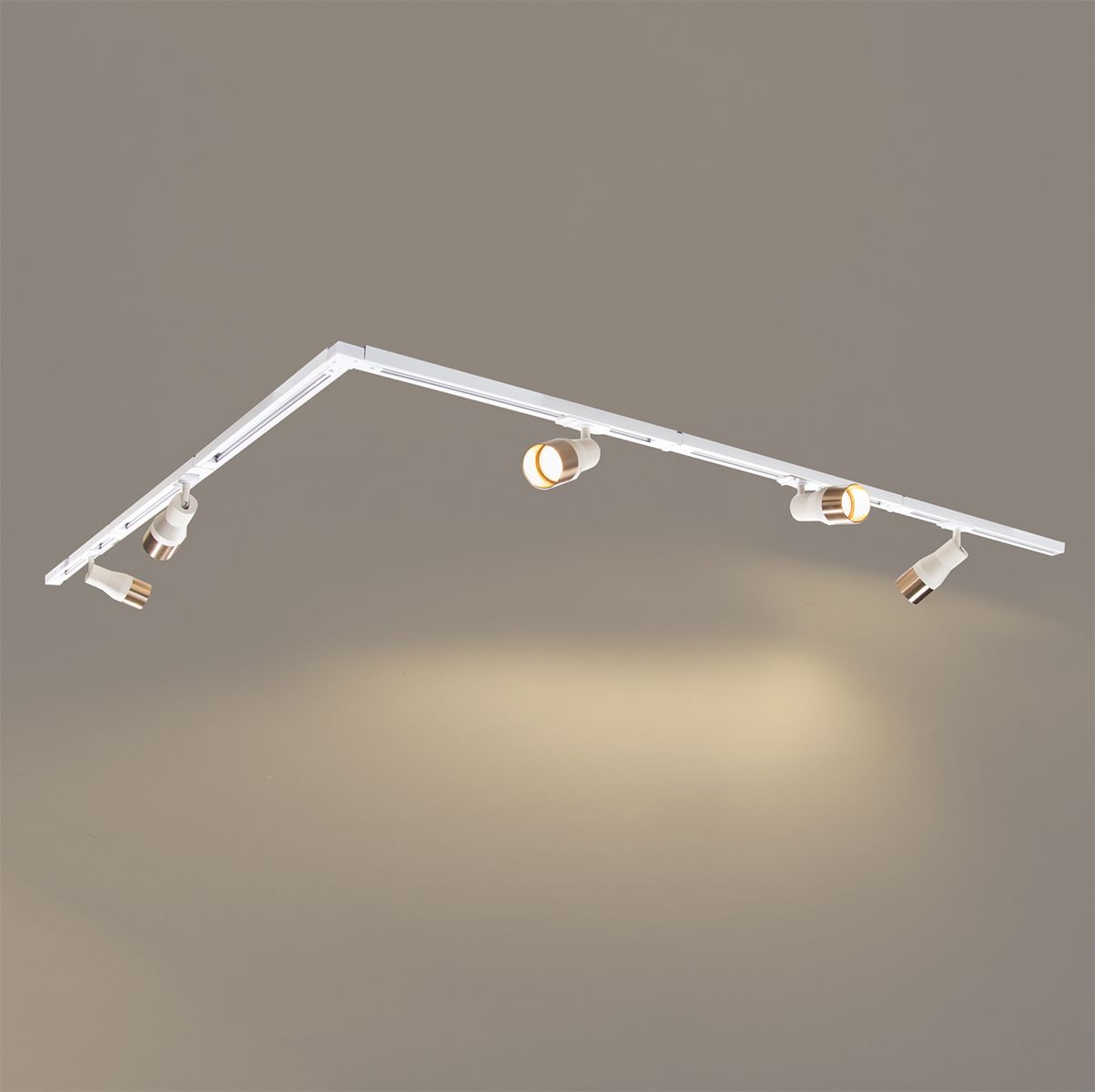 Modern railsysteem met 5 spots beige met goud 1-fase - Iconic Kohua