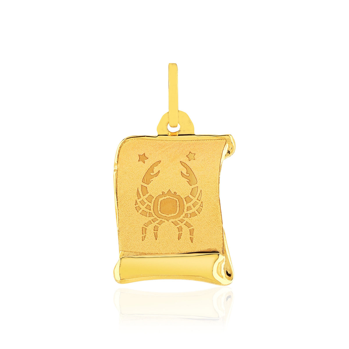 Pendentif or jaune 375, zodiaque cancer