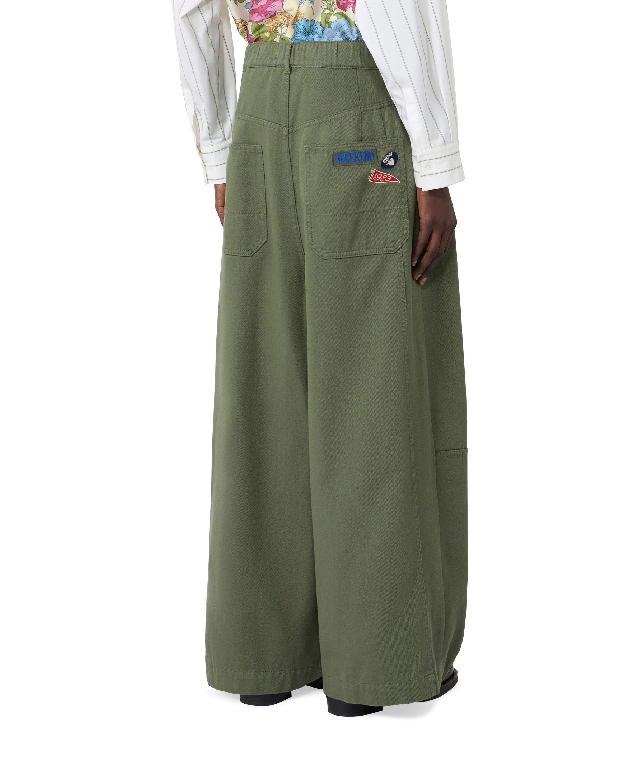 Weekend MaxMara Bacca Diagonale Puro Cotone  dames broek groen