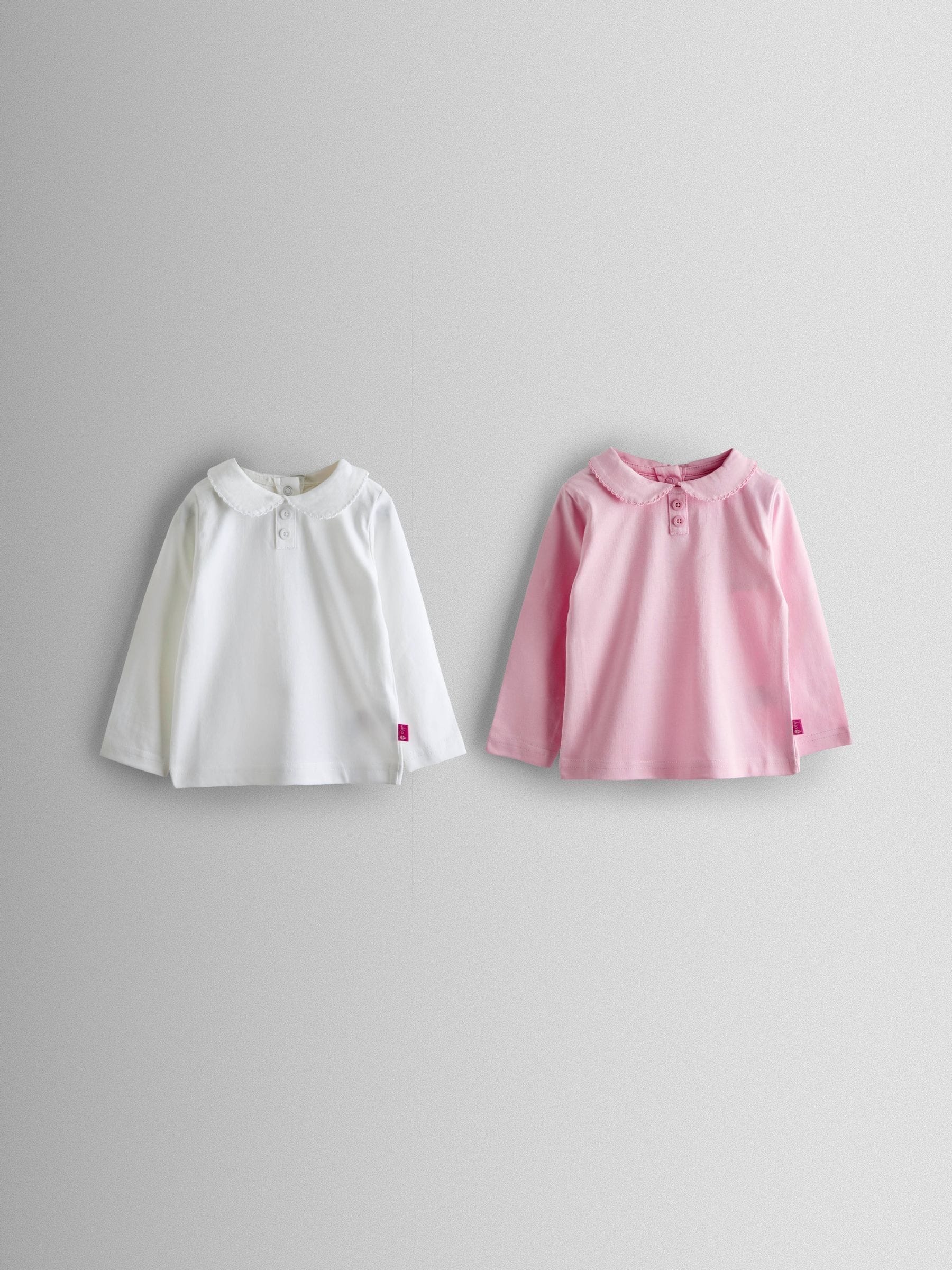 JoJo Maman Bébé 2-Pack 100% Cotton Plain Peter Pan Tops