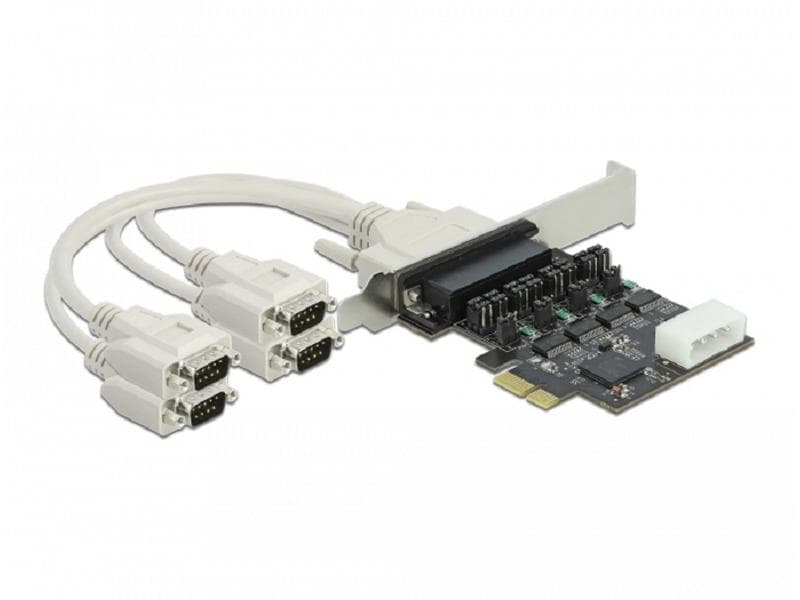 Delock PCI-Express-Karte 89895 4x RS-232 mit Spannungsverso PCIe-Schnittstellenkarte mit vier seriellen Ports