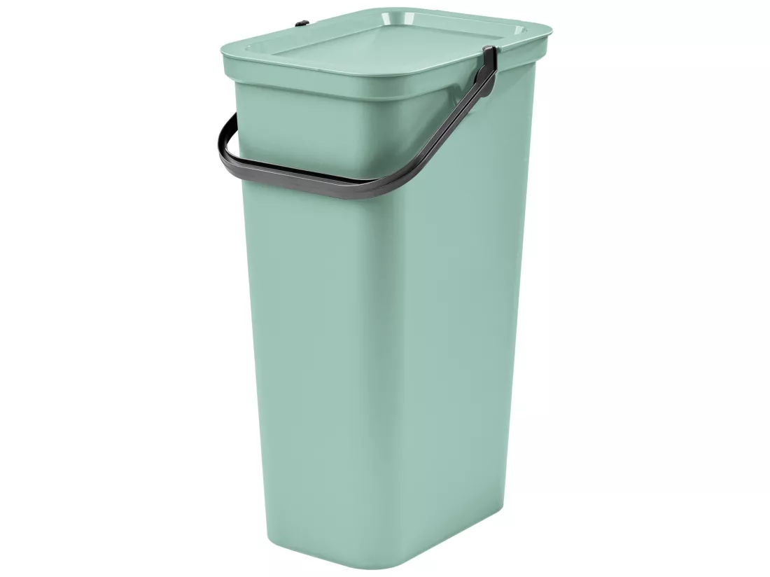 Set de 3 poubelles avec poignée en graphite, sauge et blanc 25L