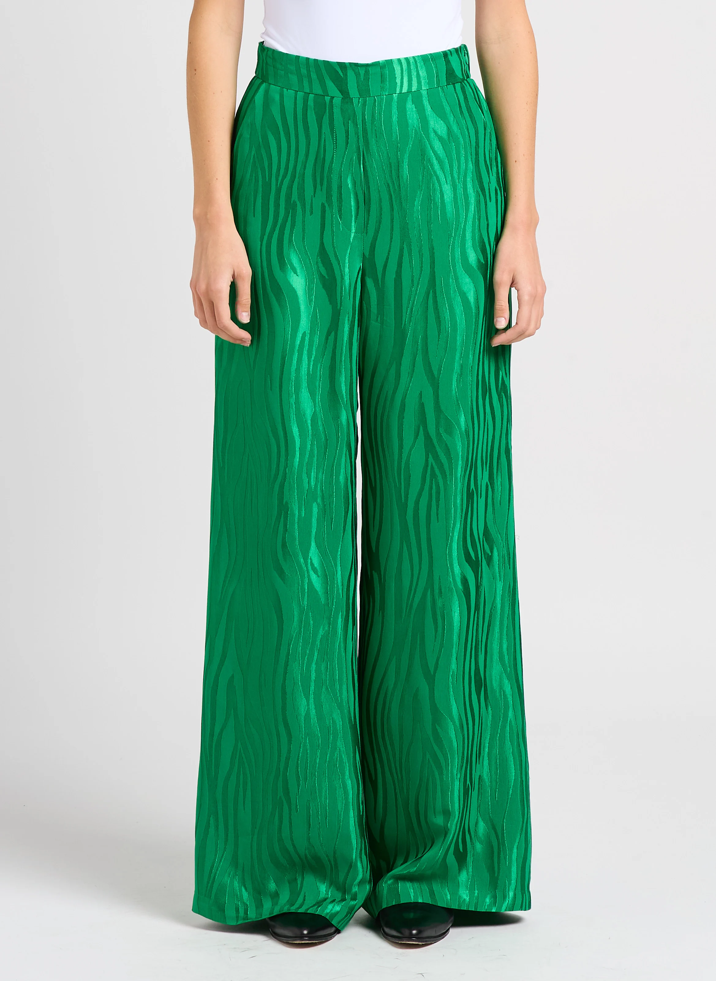 JUMBO - Pantalon large en jacquard | Vert