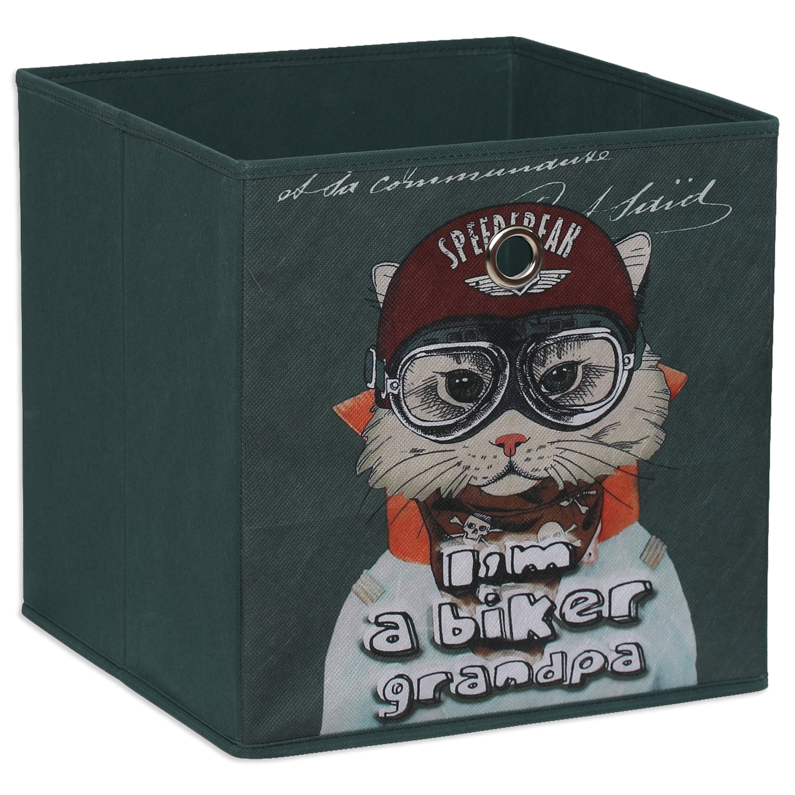 homara Aufbewahrungsbox - Katze - grün-bunt - 32x32 cm