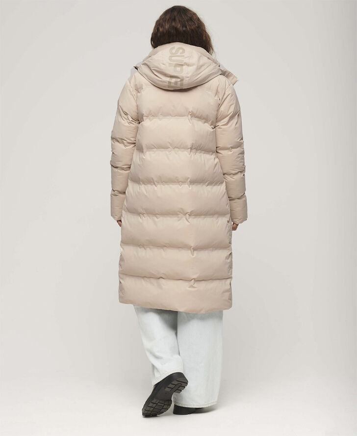 Superdry HOODED LONGLINE PUFFER JACKET Chateau grey