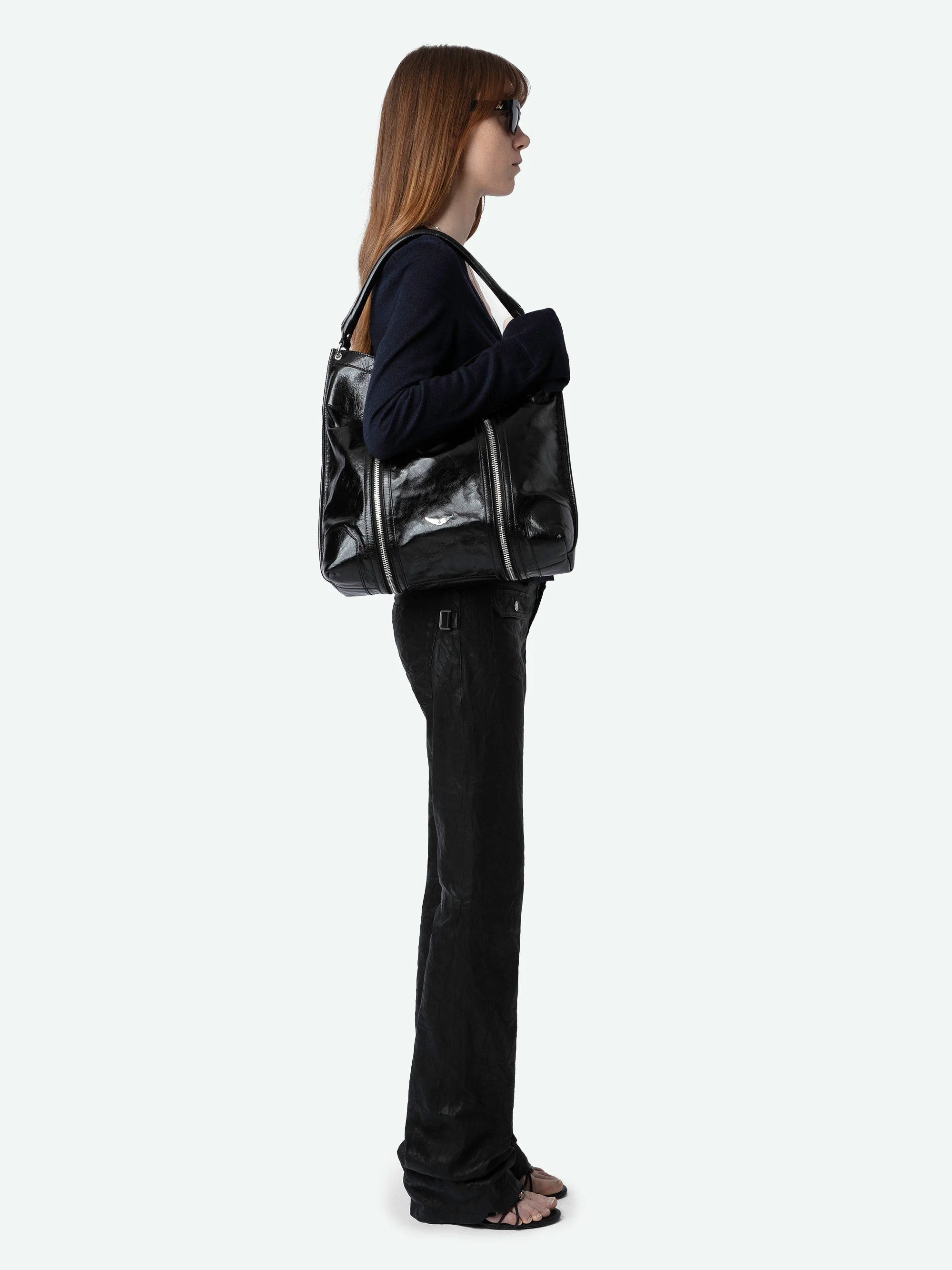SUNNY HOBO - Sac porté épaule en cuir | Noir