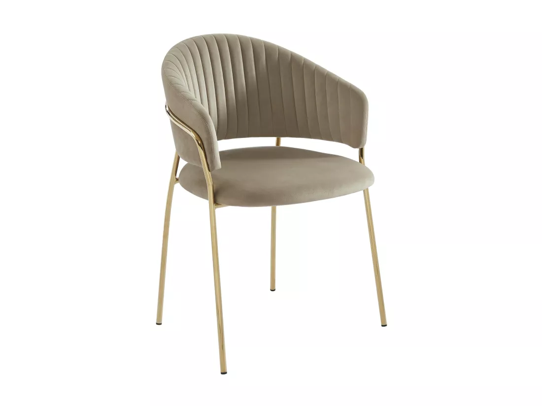 Lot de 2 chaises en velours et métal doré - Beige - MADOLIA de Pascal MORABITO