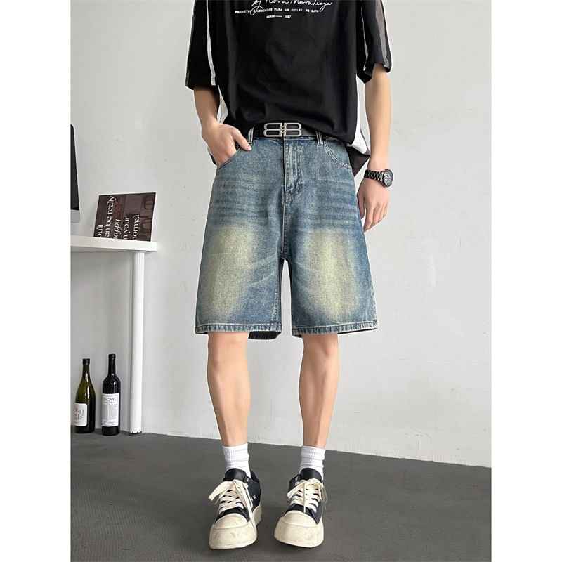 Plummie - Mid Rise Washed Denim Shorts