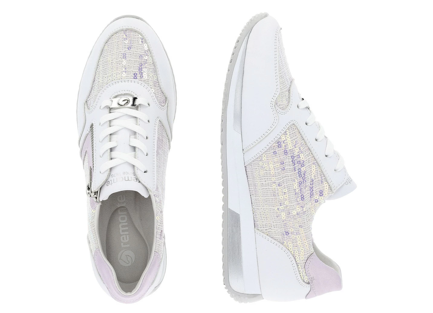 Sneaker in interessant geprägtem Materialmix