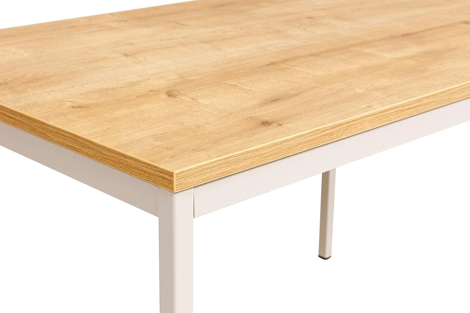 furni24 Schreibtisch-Stahl 140x70x75cm, Eiche, TÜV/GS-Einfache Montage, Arbeitstisch, Bürotisch, Küchentisch, Esstisch, Druckertisch Büro-Möbel Arbeitszimmer Computertisch Gaming-Tisch Mehrzwecktisch