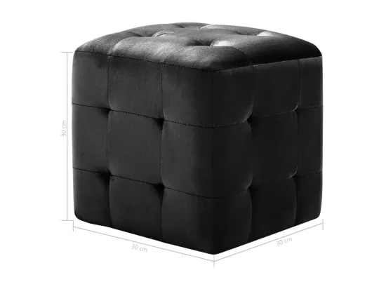 2 pcs Poufs Noir 30 x 30 x 30 cm Tissu velours