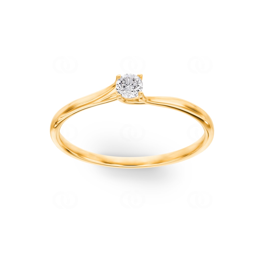 Solitärring 750/18 K Gelbgold mit Diamant 0.12ct H/Si