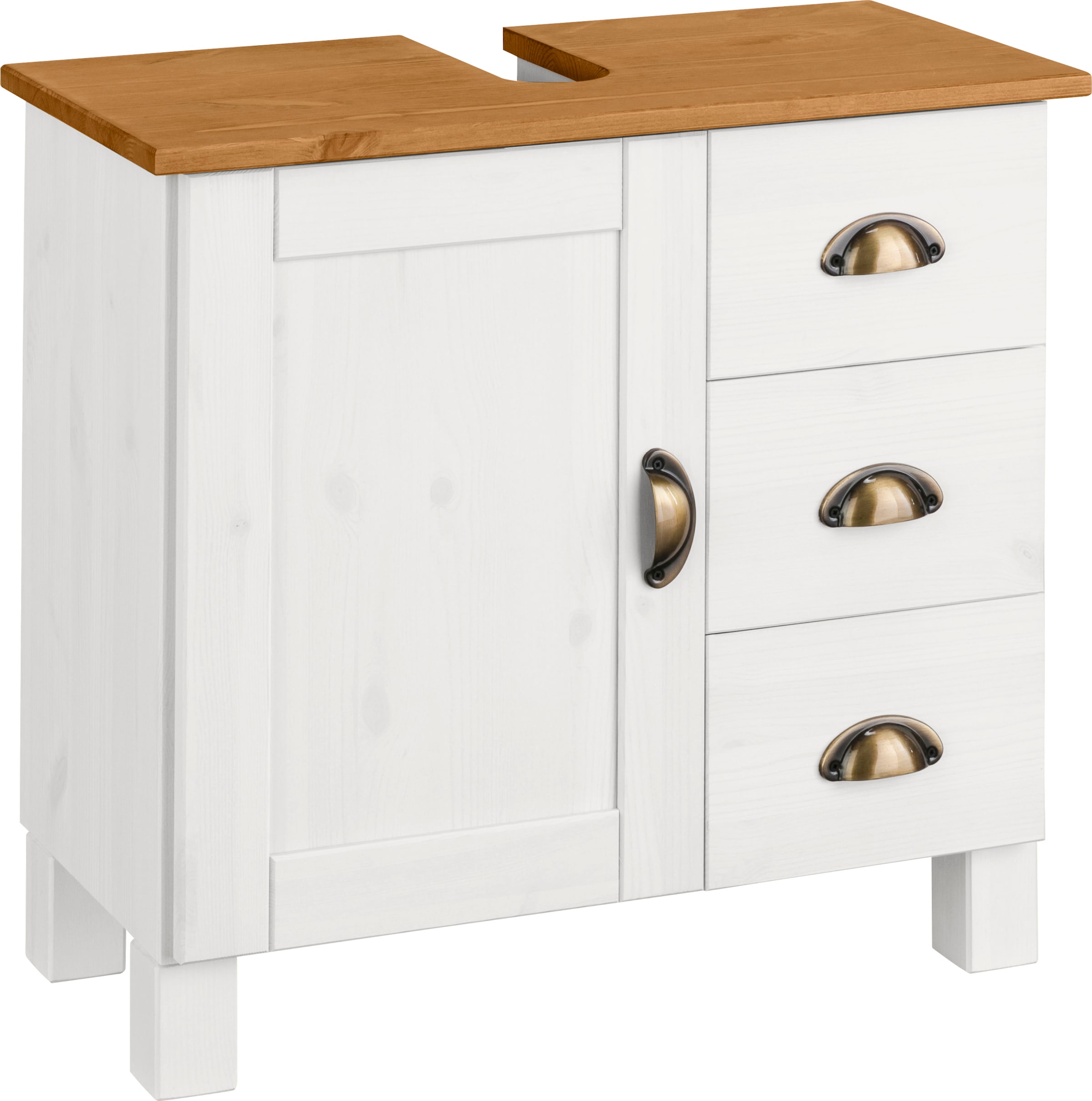 Home affaire Waschbeckenunterschrank »Oslo« Kiefer, 1 Tür und 3 Schubkästen, Breite 60 cm, Höhe 55 cm