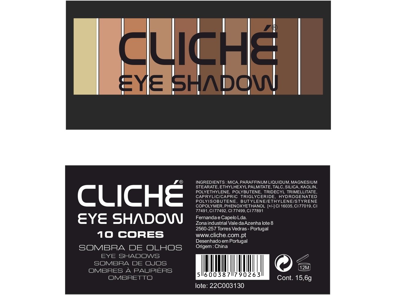 PALETE SOMBRAS CLICHÉ CASTANHO 10 CORES