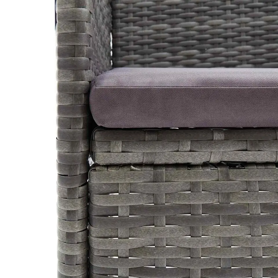 vidaXL - 5-delige Tuinset grijs - Poly rattan en glas - 80x80 cm