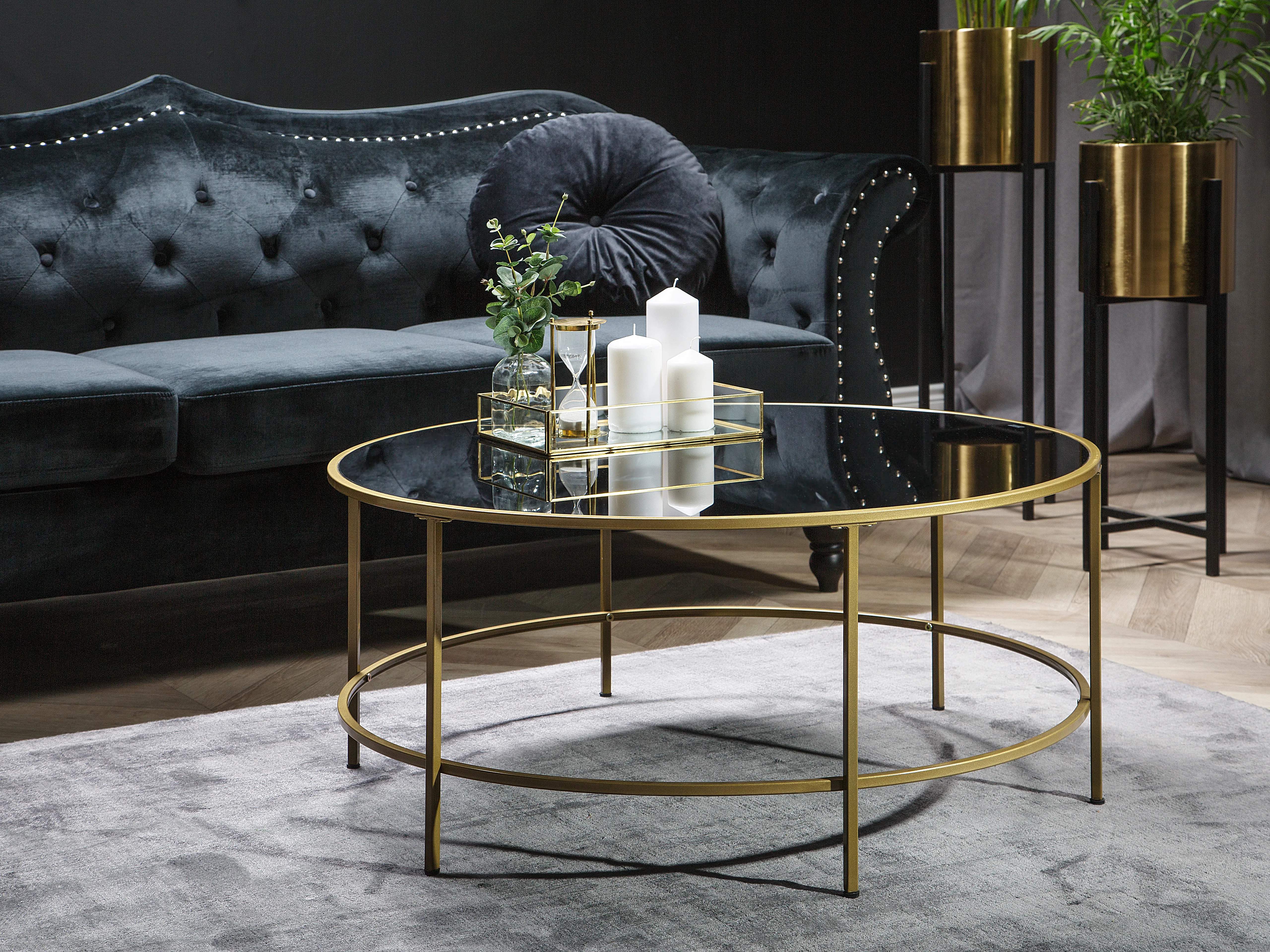 Salontafel FLORENCE Glas Zwart/goud