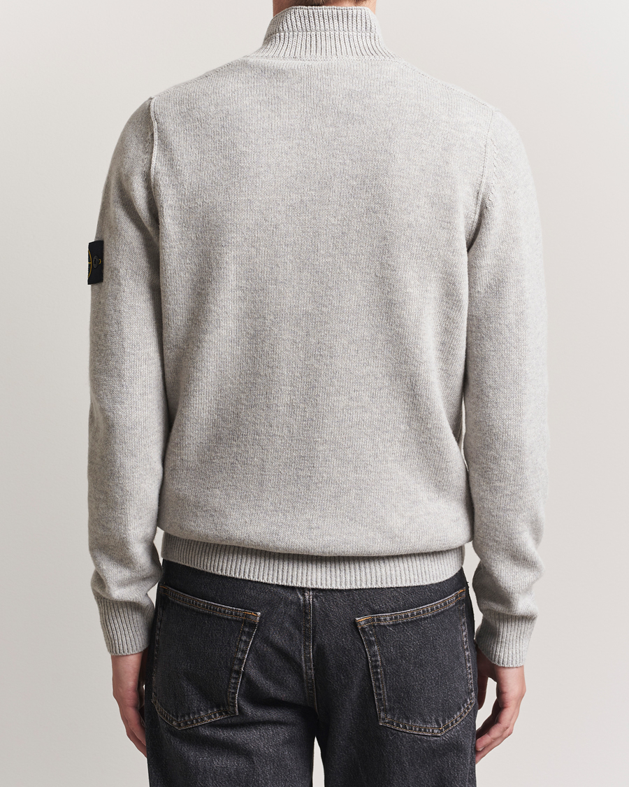 Stone Island Knitted Lambswool Half Button Zip Grey Melange