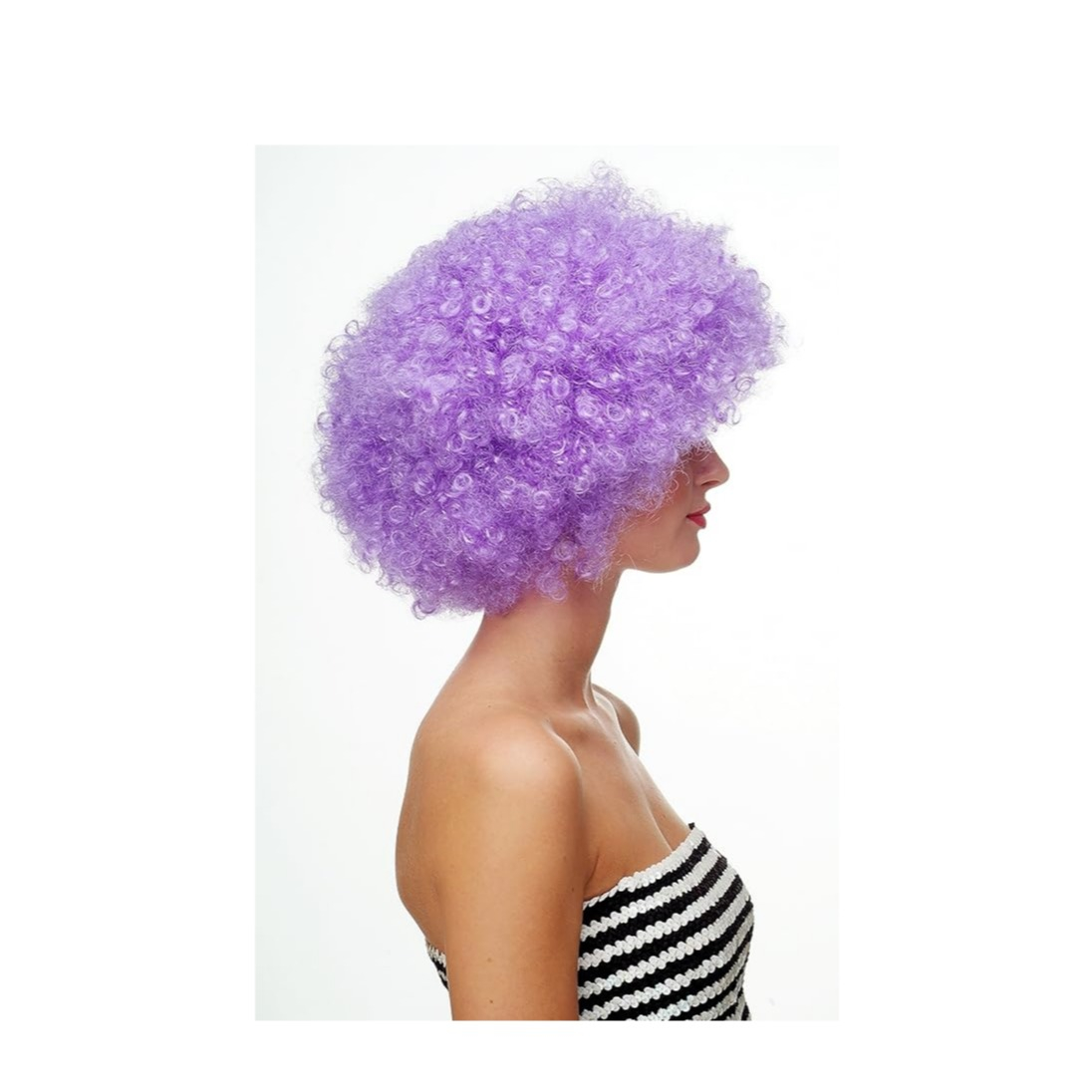 Afro Perücke mit Locken Fasnacht Kostüm Zubehör Motto Party / Halloween Accessoire - Lila