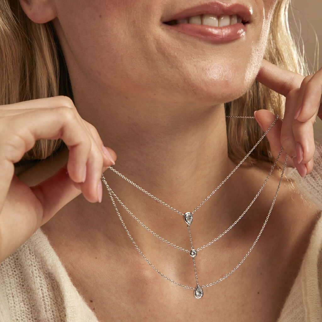 Collier Shanene Argent Blanc Oxyde De Zirconium
