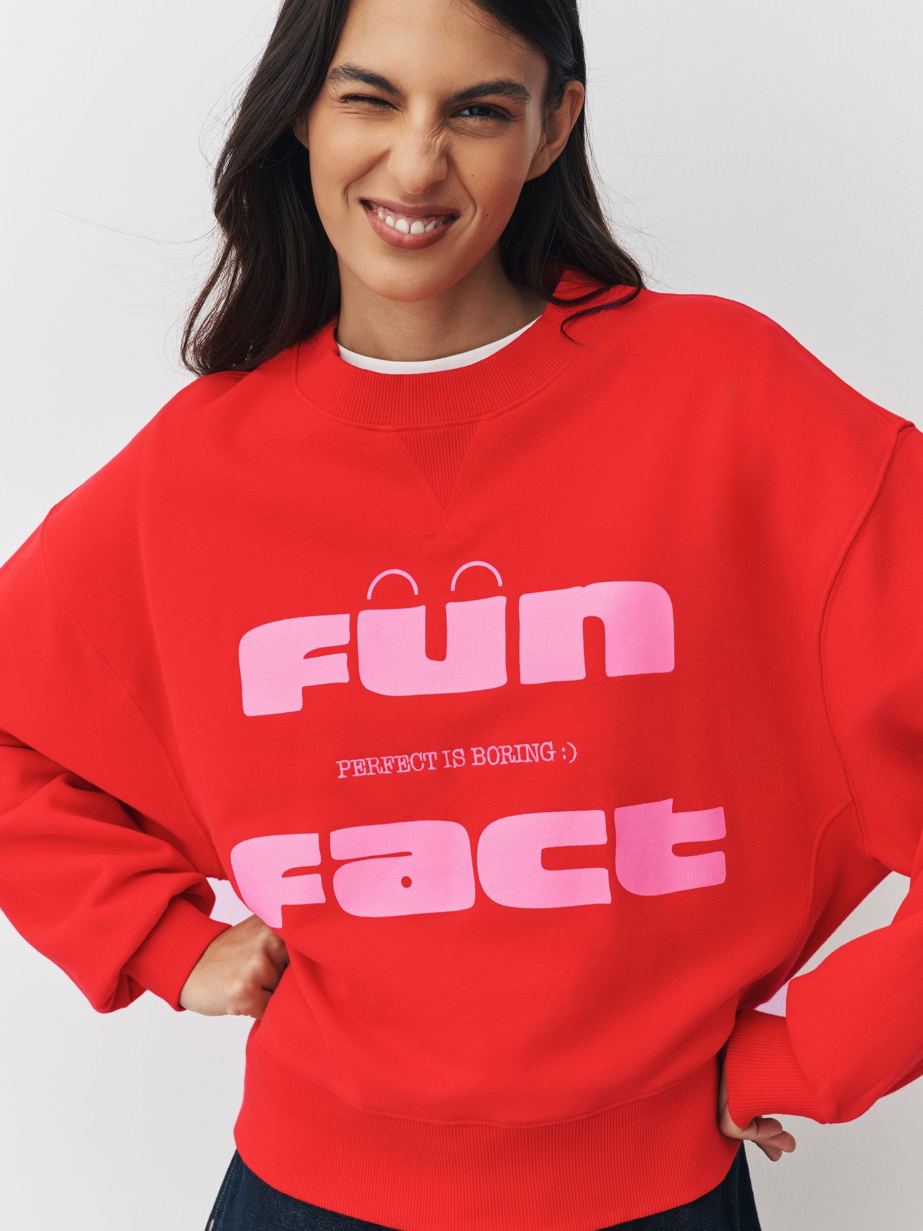 Rood - Graphics 'Fun Fact' Conversational Long Sleeve Crew Neck Sweatshirt