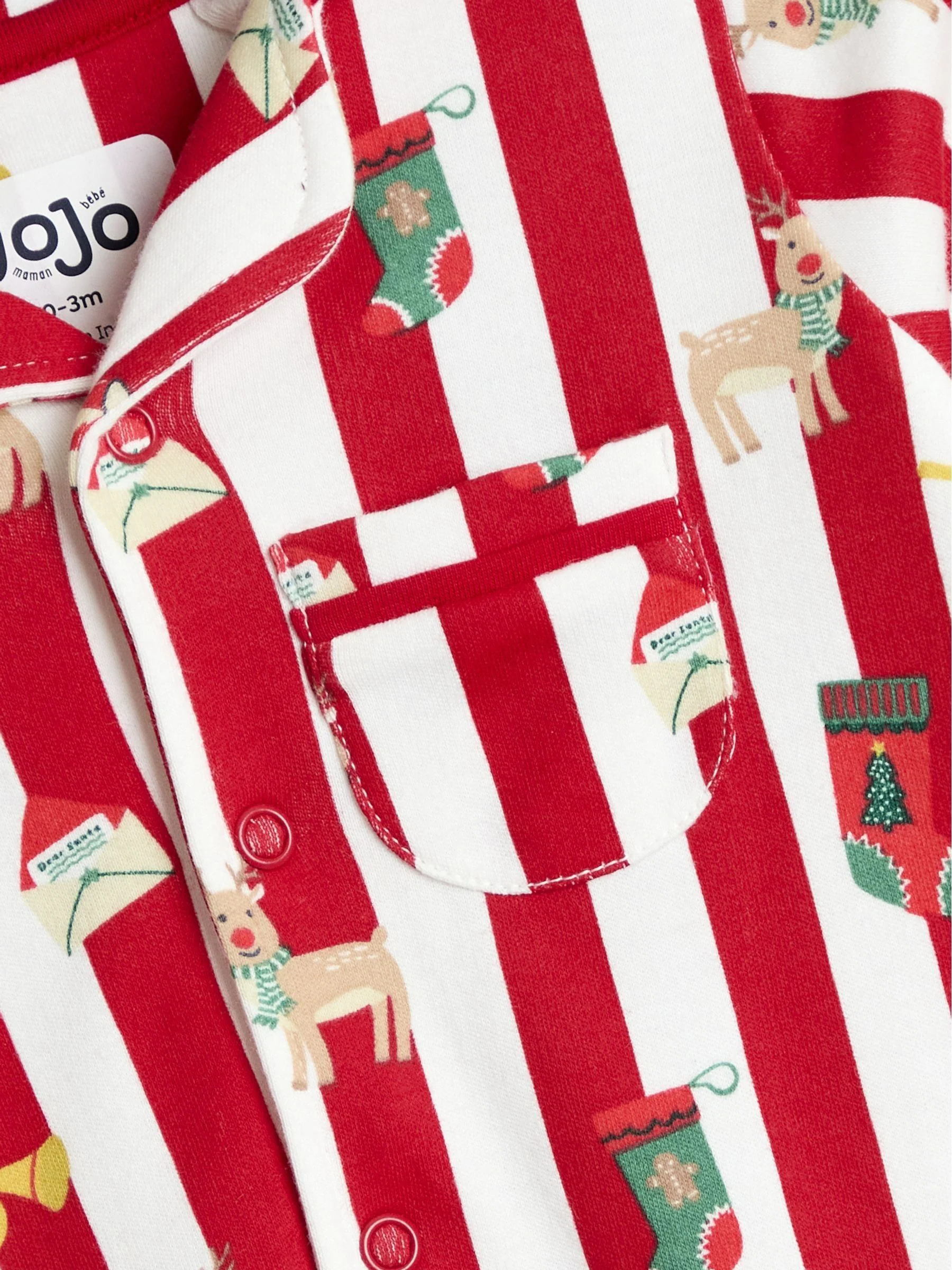 JoJo Maman Bébé Christmas Stripe Jersey All In One