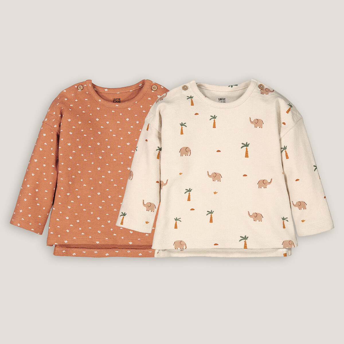 COLEÇÃO LA REDOUTE<br>Conjunto de 2 camisetas de manga comprida estampadas