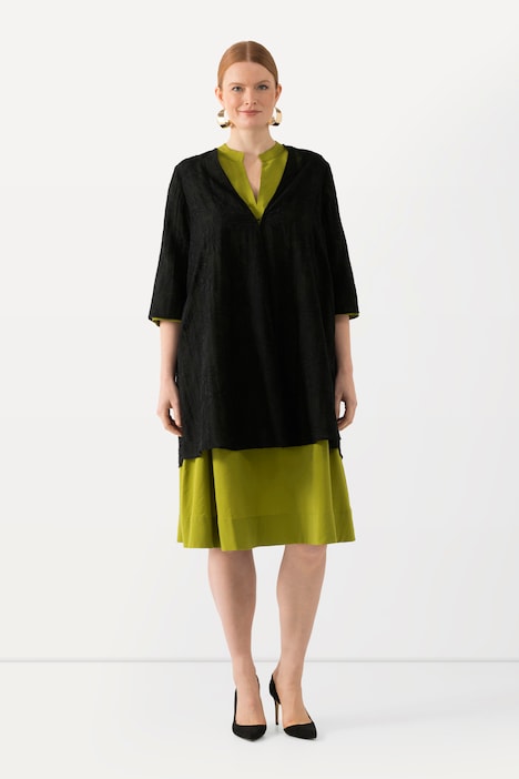 Jacke, A-Linie, offene Form, 3/4-Arm