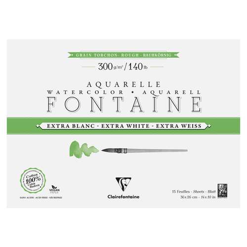 Clairefontaine FONTAINE Aquarellblock Extraweiß, Torchon