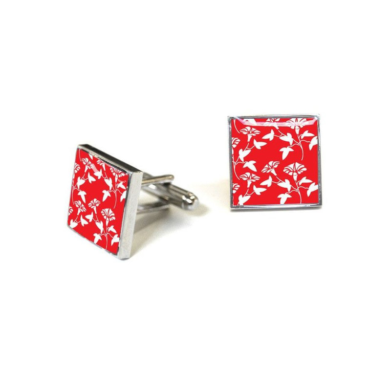 Boutons de manchette, Victorian Wallpapaer-Jasper, RED