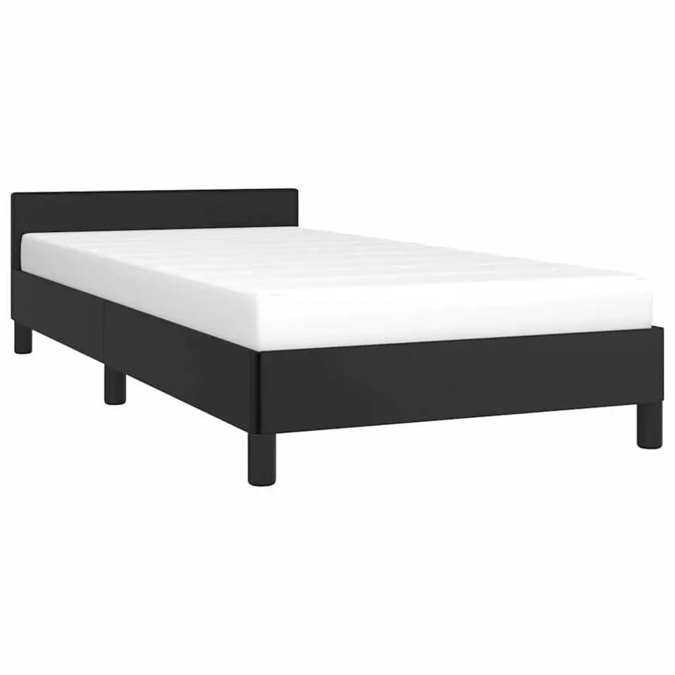 vidaXL - Bed frame met hoofdeinde zonder matras - zwart - Kunstleer - 90x200 cm