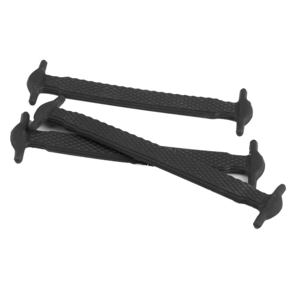 (16er Set) 41-61 mm Schleifenlose Flache Schnürsenkel Gummi Schuhbändel - Schwarz