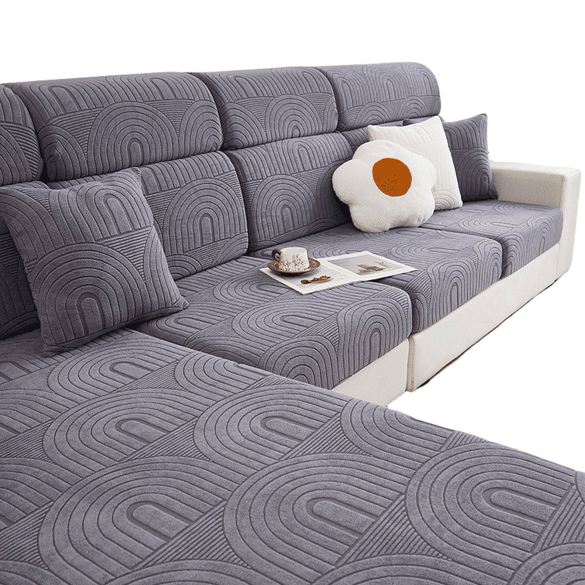 AUKUU Sofabezug Modische Sofahüllen, komplett umhüllend und universell einsetzbar, schützen das Sofa vor Katzenschratzen, blau|grau, S, dunkelgrau