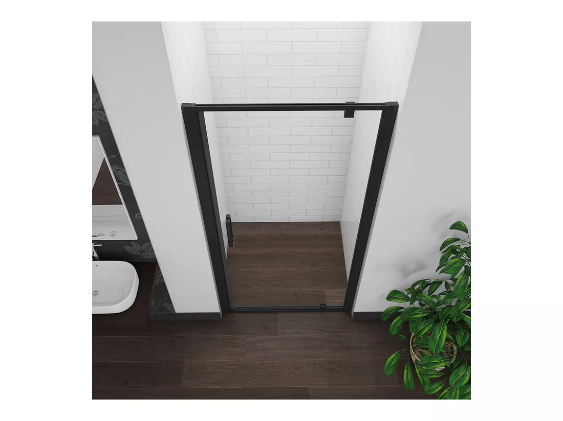 Porte de douche noire 90x185cm porte de douche pivotante à 180° en 6mm verre de sécurité Installation en niche